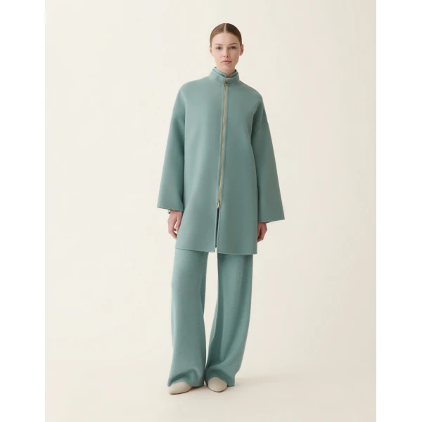Fabiana Filippi Double Wool Caban in Green Coat, view 3
