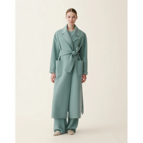 Fabiana Filippi Double Wool Coat in Green, view 3