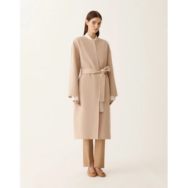 Fabiana Filippi Double Wool Coat in Kasha, view 3