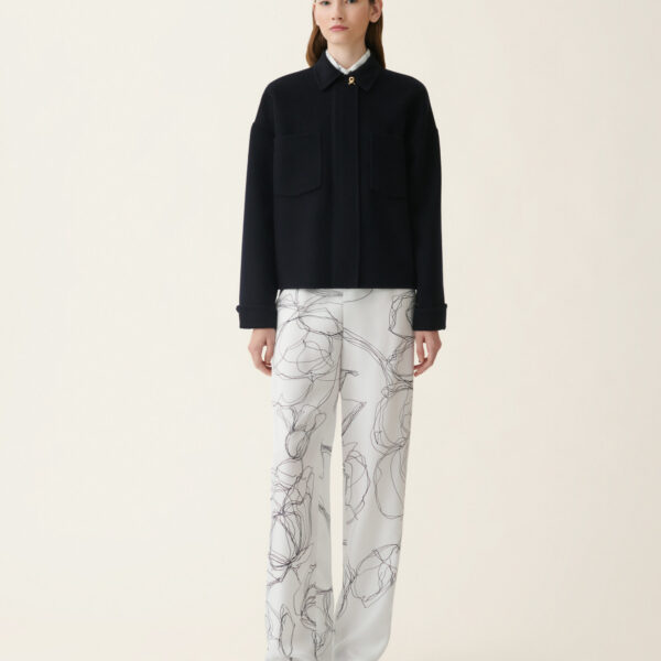 Fabiana Filippi Double Wool Shirt Jacket in Midnight Blue, view 3