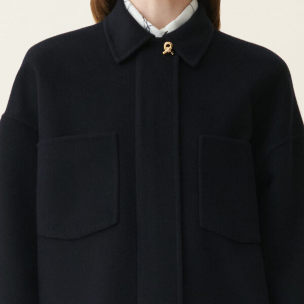 Fabiana Filippi Double Wool Shirt Jacket in Midnight Blue, view 5