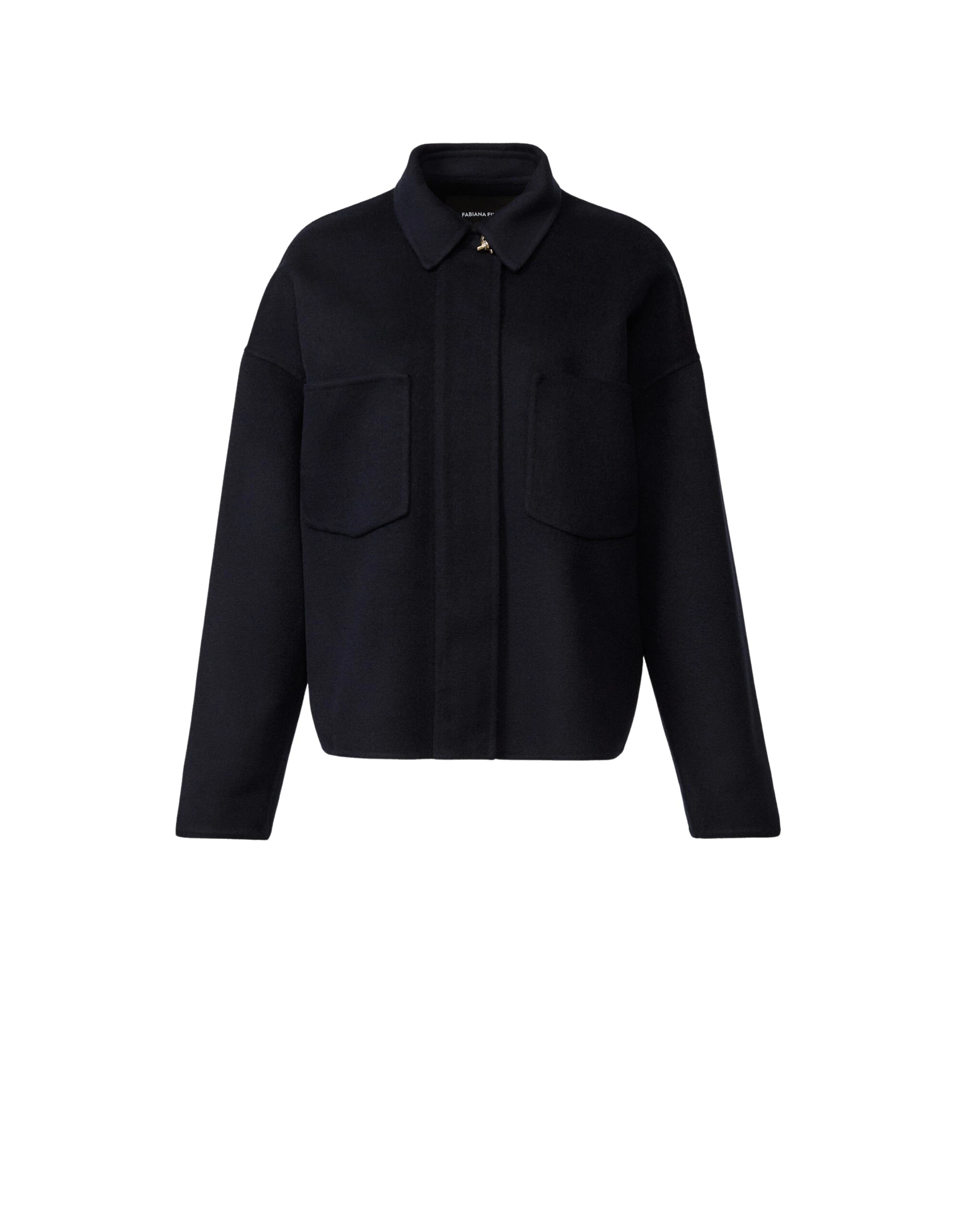 Fabiana Filippi Double Wool Shirt Jacket in Midnight Blue
