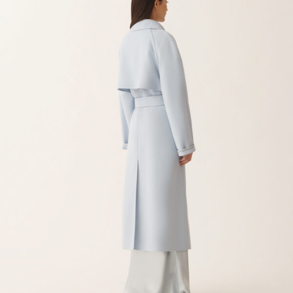 Fabiana Filippi Double Wool Trench Coat in Aqua, view 4