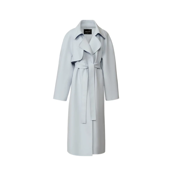 Fabiana Filippi Double Wool Trench Coat in Aqua