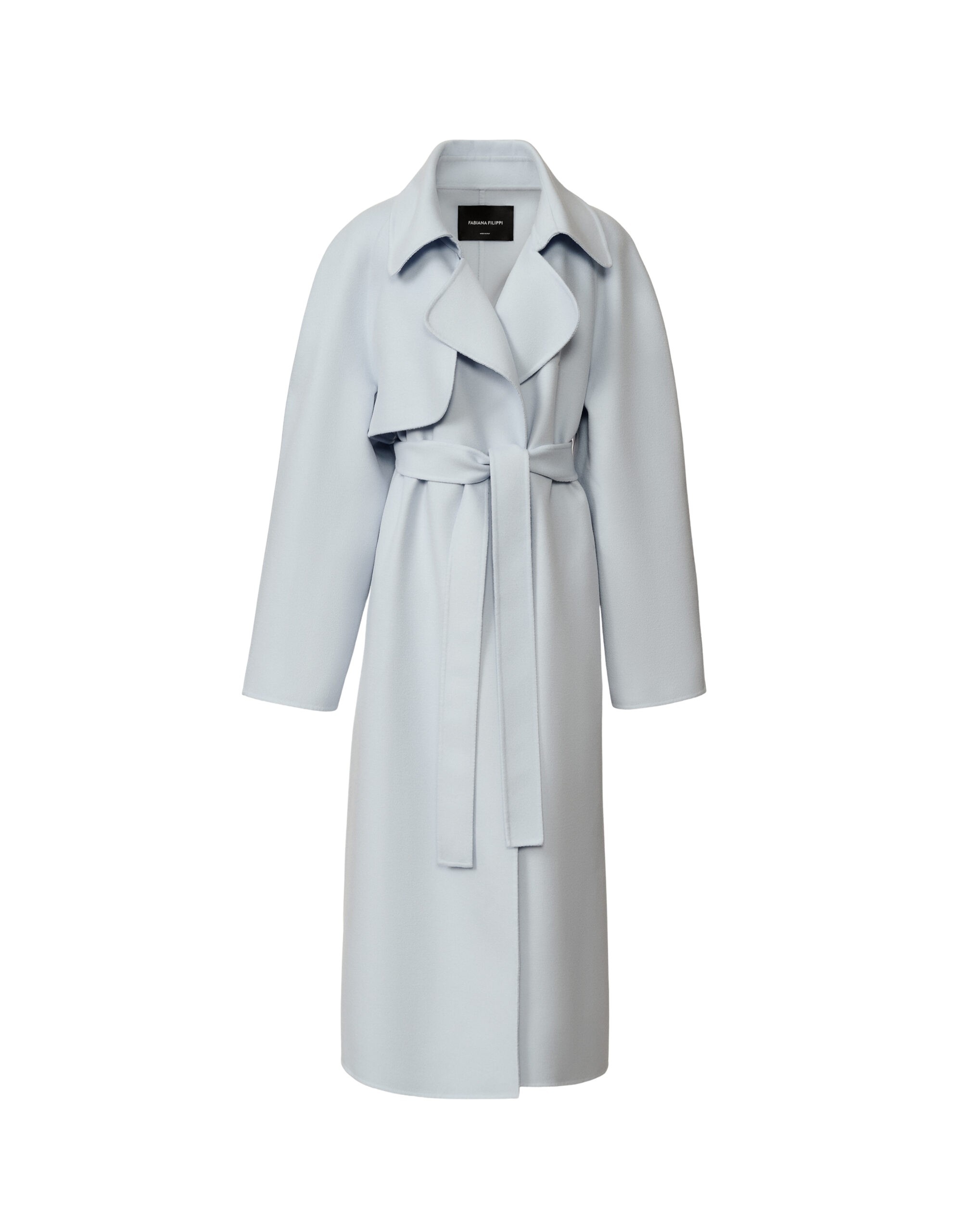 Fabiana Filippi Double Wool Trench Coat in Aqua