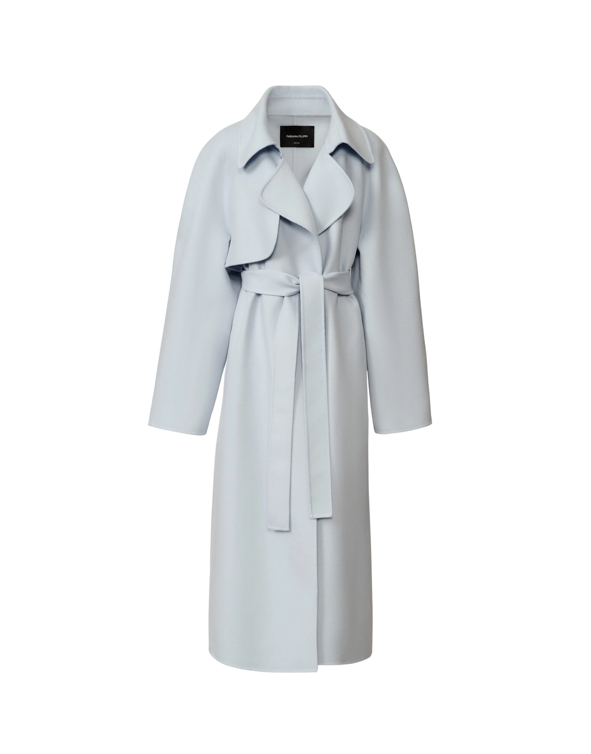 Fabiana Filippi Double Wool Trench Coat in Aqua