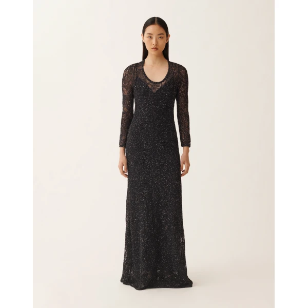 Fabiana Filippi Dress in Midnight Blue Micro Sequins, view 3
