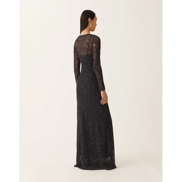 Fabiana Filippi Dress in Midnight Blue Micro Sequins, view 4