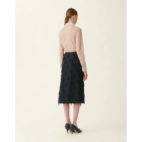Fabiana Filippi Fil Coupe’ Wrap Midi Skirt in Midnight Blue, view 4