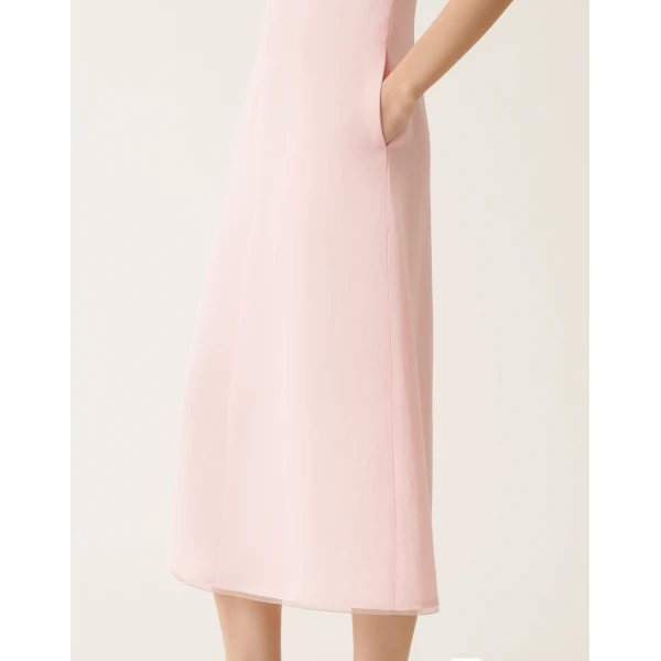Fabiana Filippi Fluid Dress in Linen and Viscose, Petal Pink, view 5
