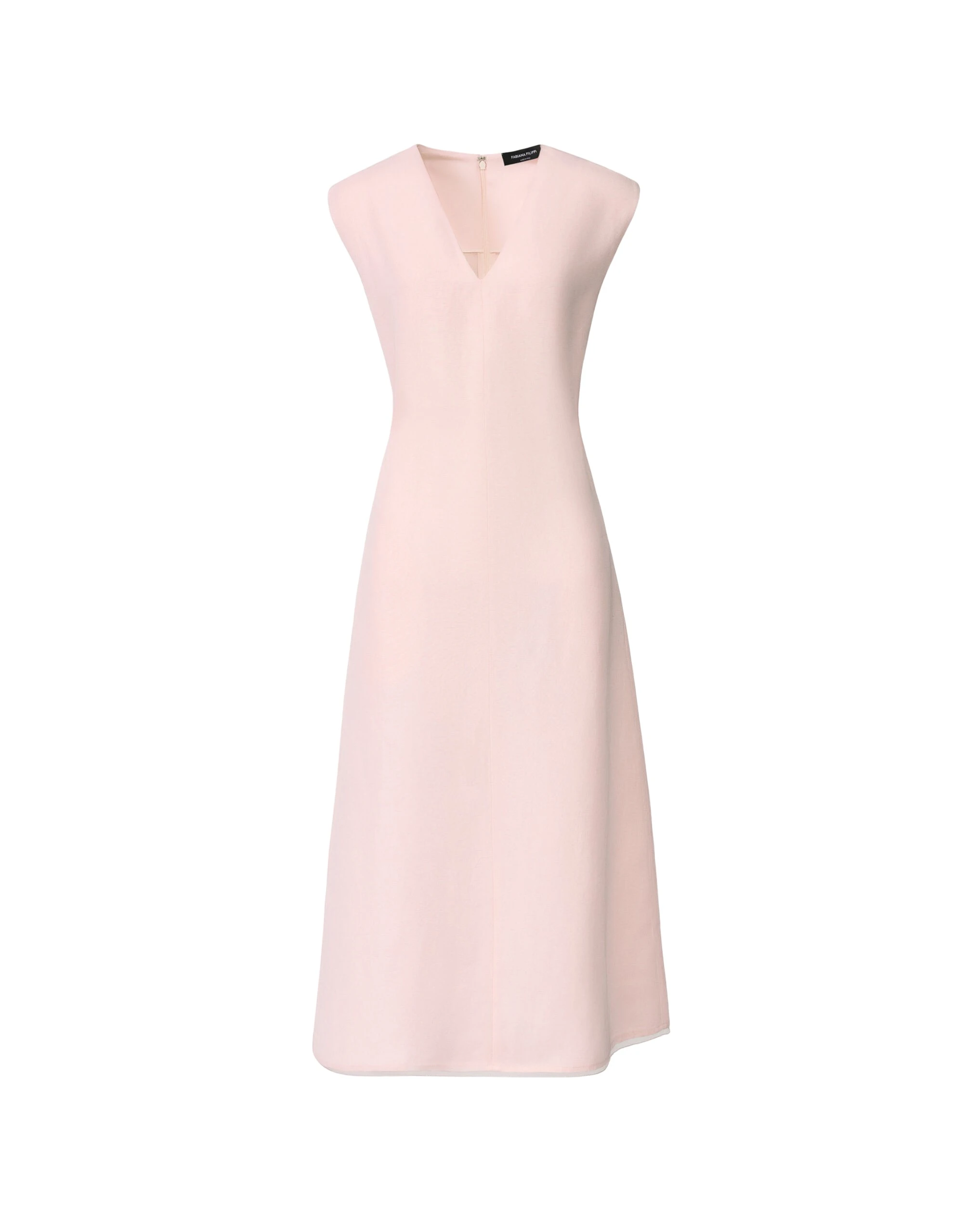 Fabiana Filippi Fluid Dress in Linen and Viscose, Petal Pink