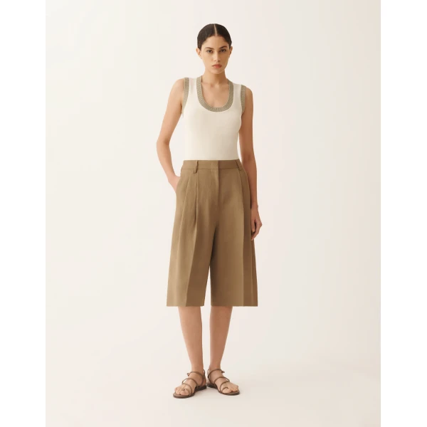Fabiana Filippi Fluid Linen and Viscose Bermuda Shorts, view 3