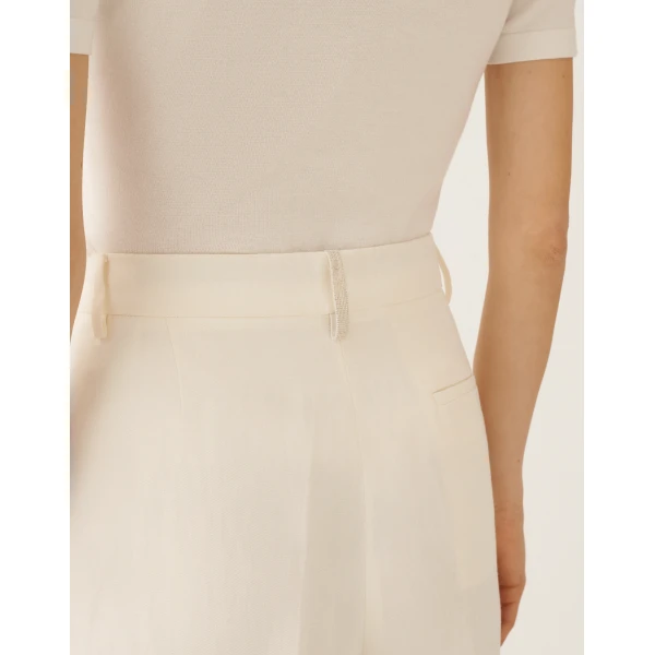 Fabiana Filippi Fluid Linen and Viscose Bermuda Shorts in Butter, view 5