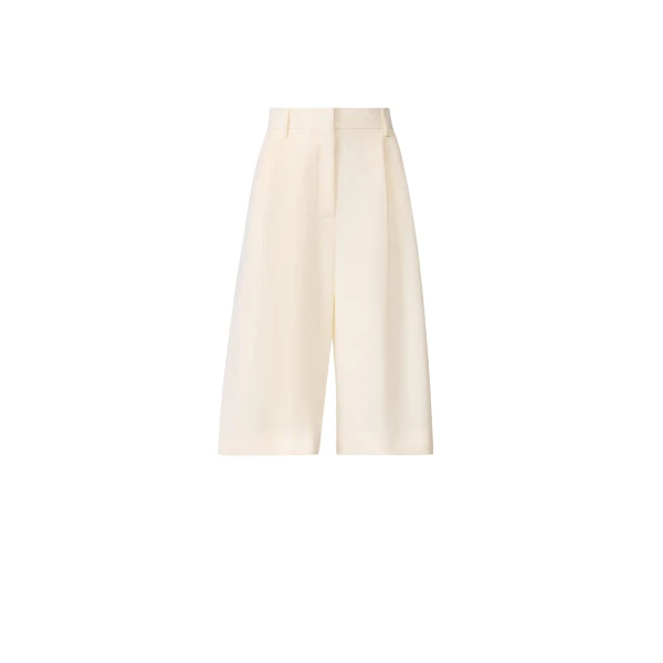 Fabiana Filippi Fluid Linen and Viscose Bermuda Shorts in Butter