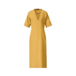 Fabiana Filippi Fluid Linen and Viscose Dress in Mustard