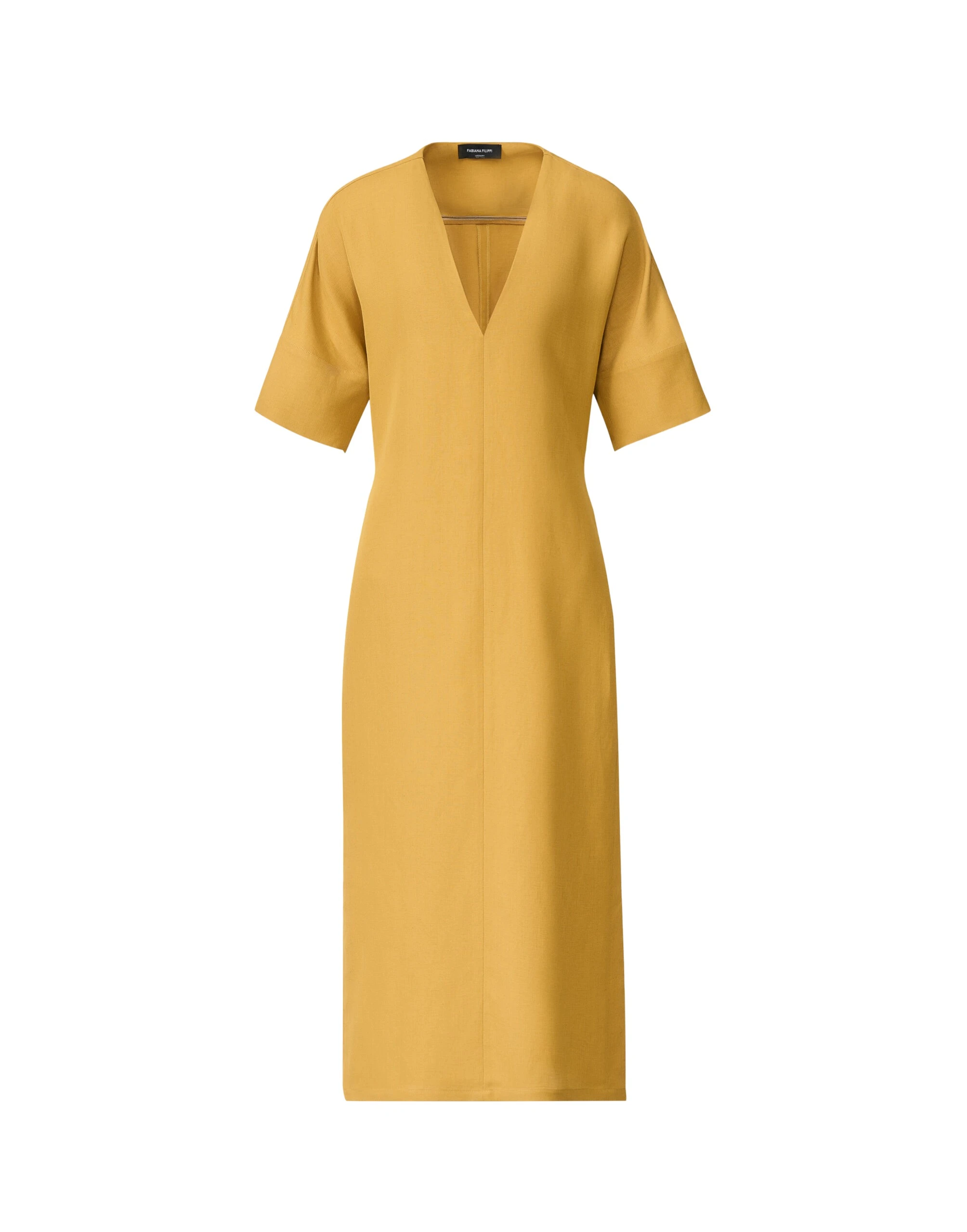 Fabiana Filippi Fluid Linen and Viscose Dress in Mustard