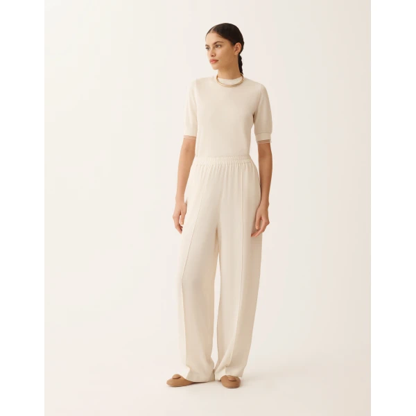 Fabiana Filippi Fluid Linen and Viscose Pants in Butter, view 3