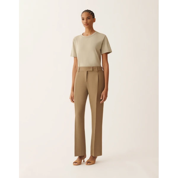 Fabiana Filippi Fluid Linen and Viscose Pants in Mud, view 3