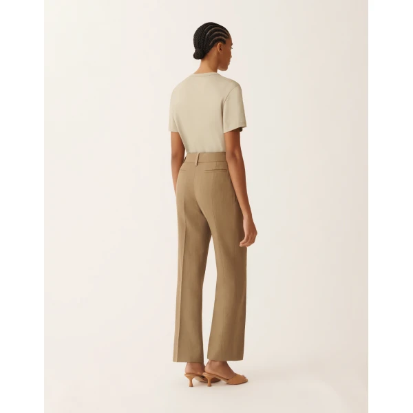 Fabiana Filippi Fluid Linen and Viscose Pants in Mud, view 4