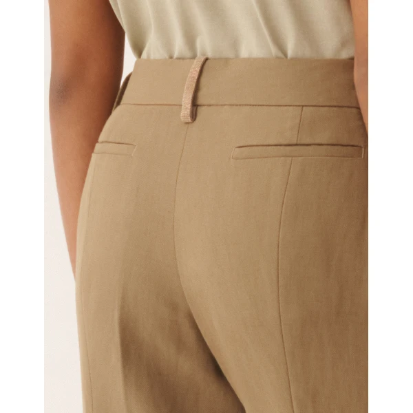 Fabiana Filippi Fluid Linen and Viscose Pants in Mud, view 5