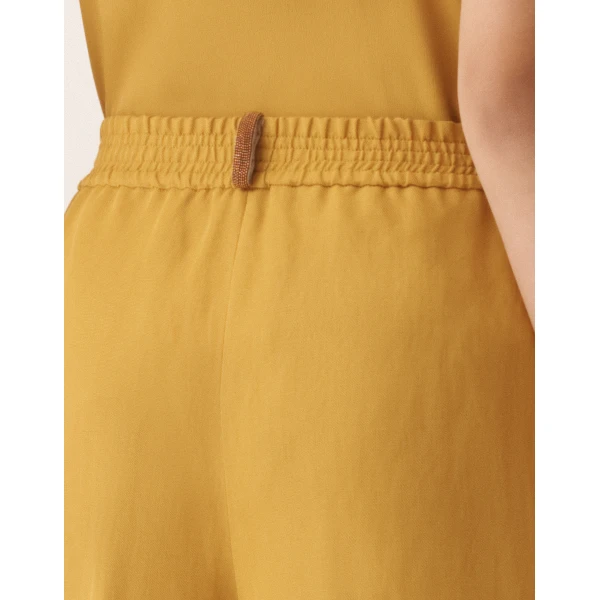 Fabiana Filippi Fluid Linen and Viscose Trousers in Mustard, view 5