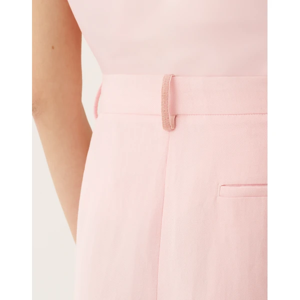 Fabiana Filippi Fluid Linen and Viscose Trousers in Petal Pink, view 5