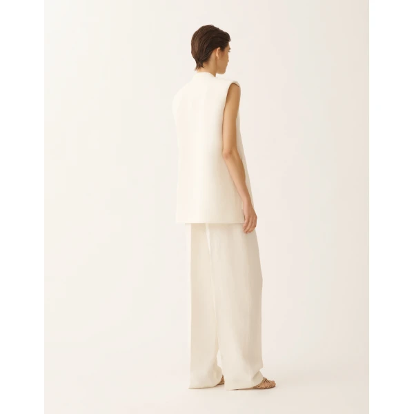Fabiana Filippi Fluid Linen and Viscose Vest in Butter, view 4
