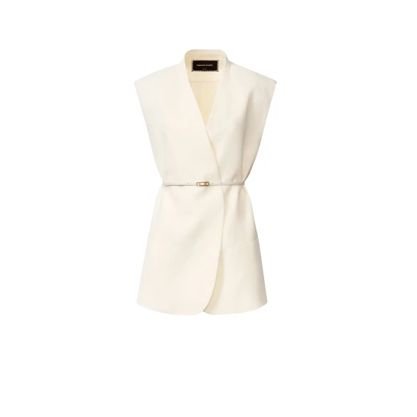 Fabiana Filippi Fluid Linen and Viscose Vest in Butter
