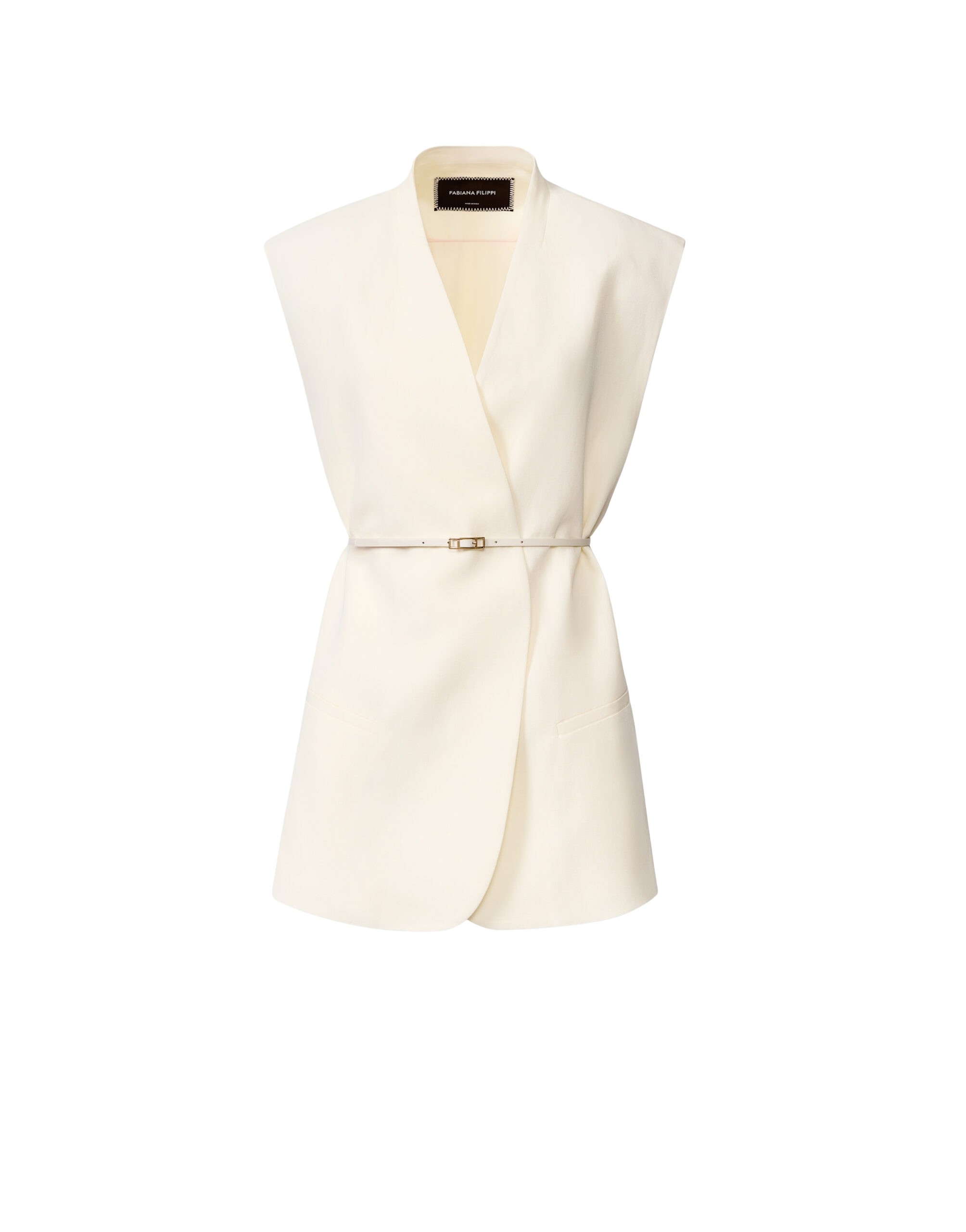 Fabiana Filippi Fluid Linen and Viscose Vest in Butter