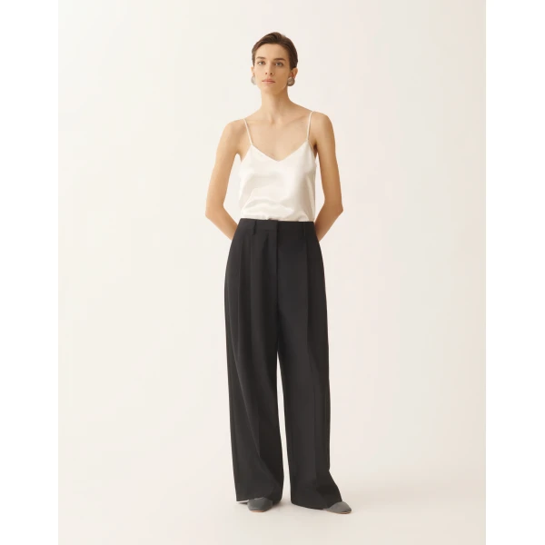 Fabiana Filippi Fluid Techno-Tailored Pants in Midnight Blue, view 3