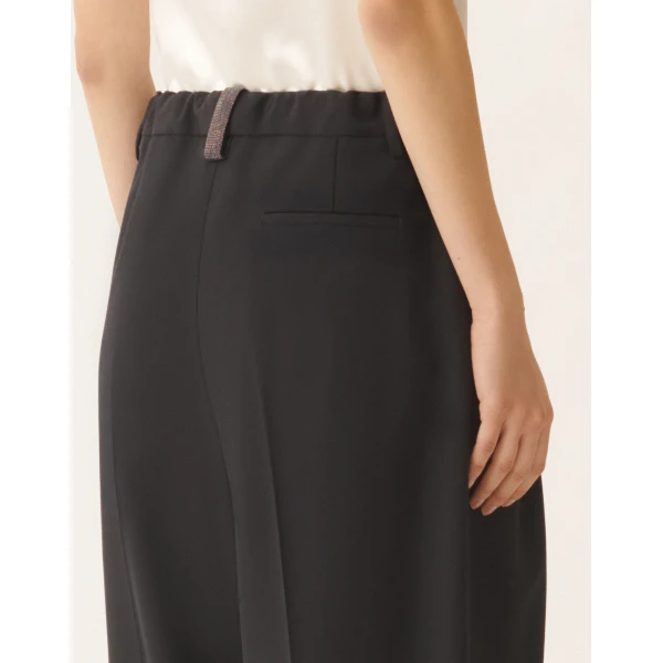 Fabiana Filippi Fluid Techno-Tailored Pants in Midnight Blue, view 5