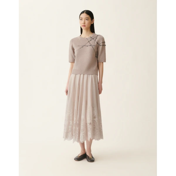 Fabiana Filippi Gauze Cashmere Sweater in Mocha, view 3