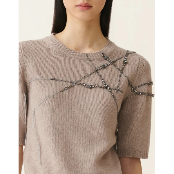 Fabiana Filippi Gauze Cashmere Sweater in Mocha, view 5