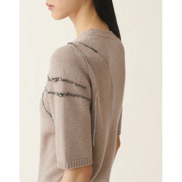 Fabiana Filippi Gauze Cashmere Sweater in Mocha, view 6