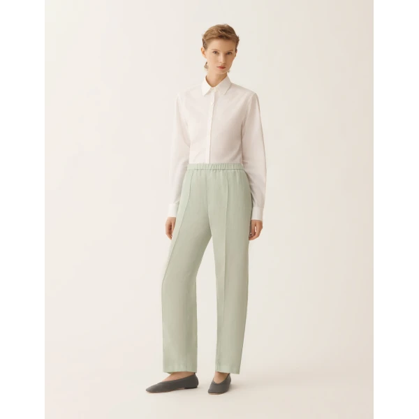 Fabiana Filippi Gubbio Jogging Pants in Fluid Fabric, Ghirri Green, view 3