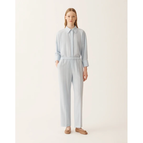 Fabiana Filippi Gubbio Jogging Pants in Lightweight Bi-Stretch Wool, Aqua, view 3