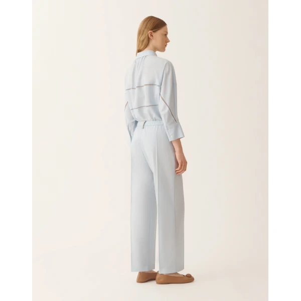 Fabiana Filippi Gubbio Jogging Pants in Lightweight Bi-Stretch Wool, Aqua, view 4