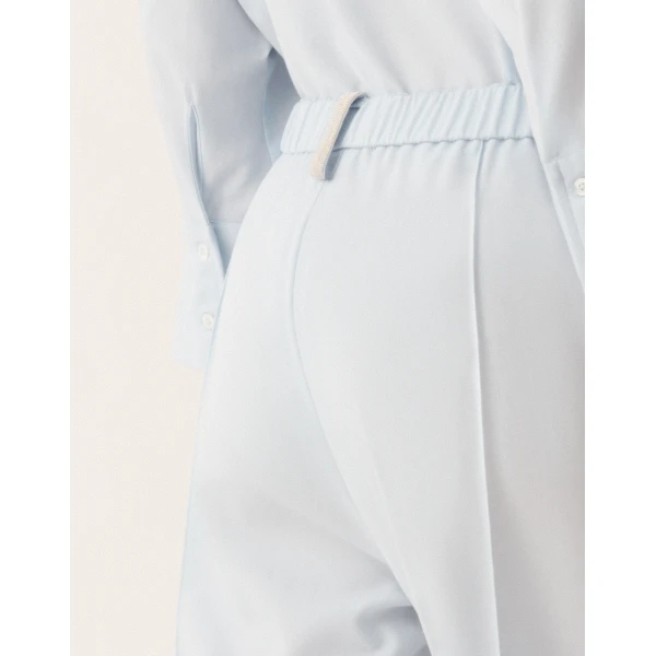 Fabiana Filippi Gubbio Jogging Pants in Lightweight Bi-Stretch Wool, Aqua, view 5