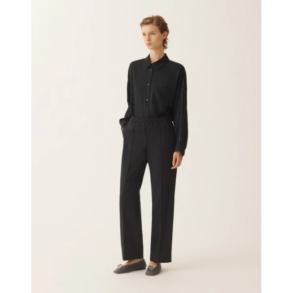 Fabiana Filippi Gubbio Jogging Pants in Night Blue Bistretch Lightweight Wool, view 3