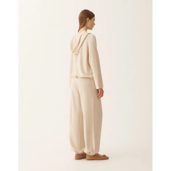 Fabiana Filippi Hooded Sweater in Wool, Cotton, and Lurex, Butter, view 4