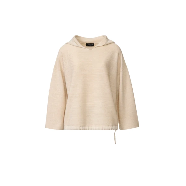 Fabiana Filippi Hooded Sweater in Wool, Cotton, and Lurex, Butter