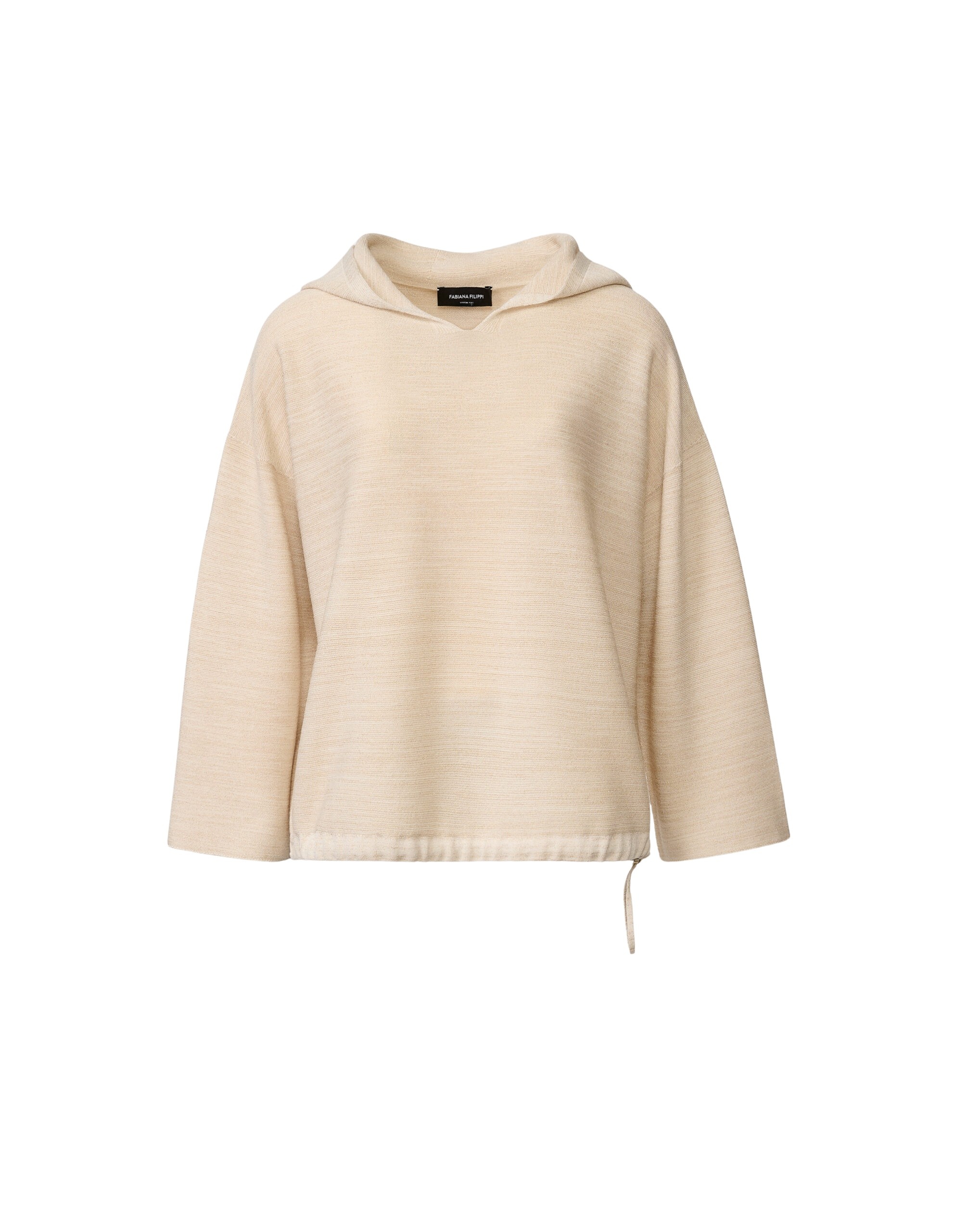 Fabiana Filippi Hooded Sweater in Wool, Cotton, and Lurex, Butter