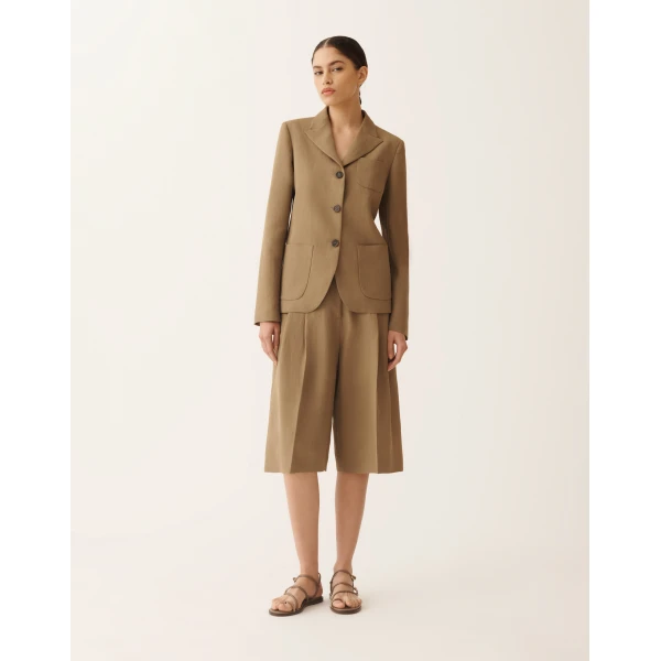 Fabiana Filippi Jacket in Fluid Linen and Viscose, Mud, view 3