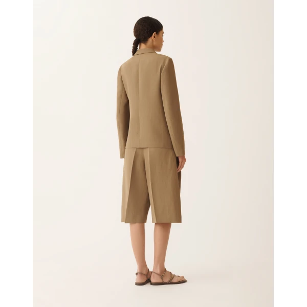 Fabiana Filippi Jacket in Fluid Linen and Viscose, Mud, view 4