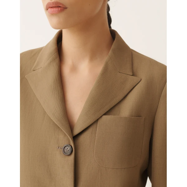 Fabiana Filippi Jacket in Fluid Linen and Viscose, Mud, view 5