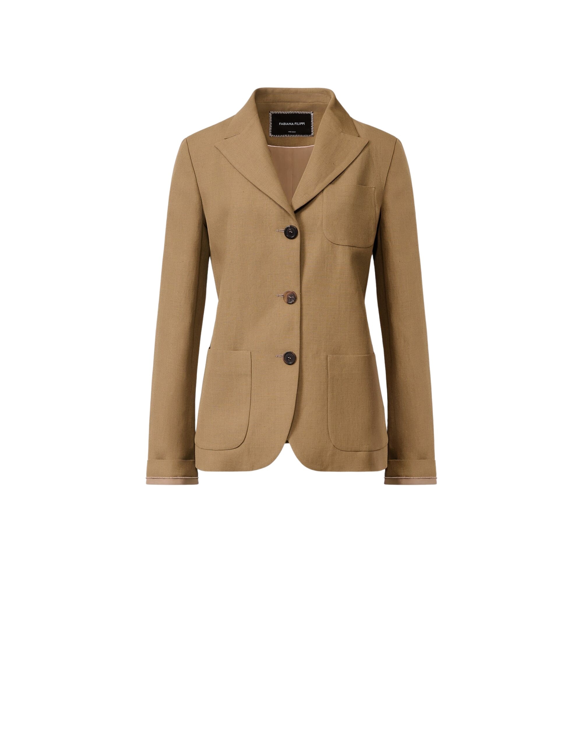Fabiana Filippi Jacket in Fluid Linen and Viscose, Mud