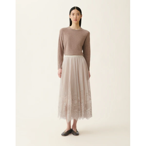 Fabiana Filippi Jacquard Lace Skirt in Cachà, view 3