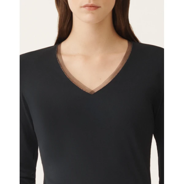Fabiana Filippi Jersey T-shirt in Blue Skirt, view 5