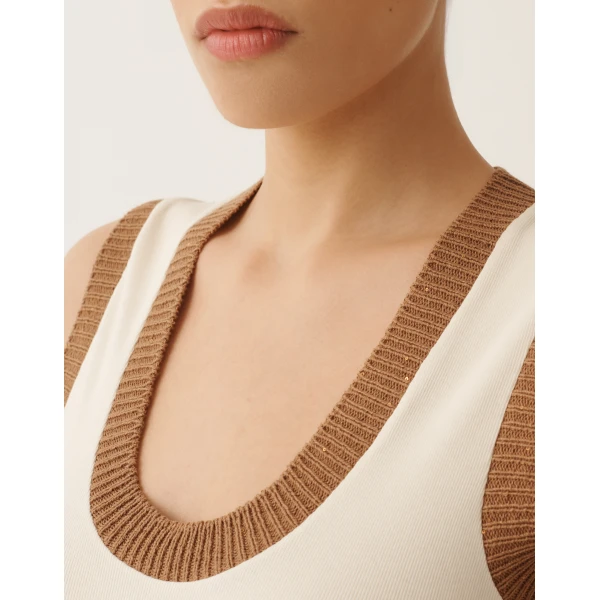 Fabiana Filippi Jersey Tank Top in Butter, view 5