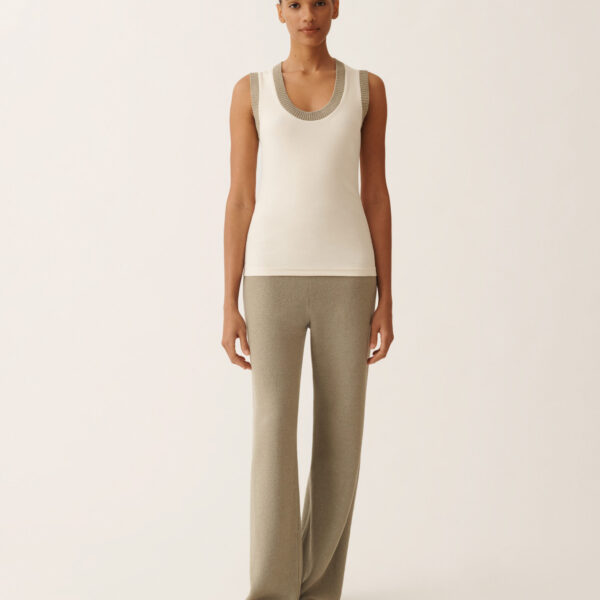 Fabiana Filippi Jersey Tank Top in Butter and Khaki, view 3